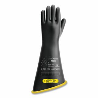 RIG Electrical Insulating Gloves, 18 in L, Class 2, Size 12, Black/Yellow, Contour Cuff