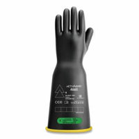 RIG Electrical Insulating Gloves, 16 in L, Class 3, Size 10.5, Black/Yellow, Bell Cuff