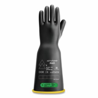 RIG Electrical Insulating Gloves, 16 in L, Class 3, Size 10, Black/Yellow, Bell Cuff