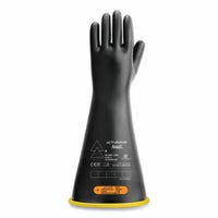 RIG Electrical Insulating Gloves, 18 in L, Class 4, Size 9.5, Black/Yellow