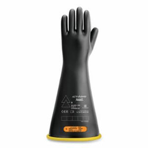 RIG Electrical Insulating Gloves, 18 in L, Class 4, Size 9.5, Black/Yellow