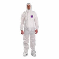 1500 Stitched Model 106 Breathable Coveralls, Hood, Boot, White, 4X-Large