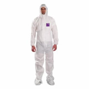 1500 Stitched Model 106 Breathable Coveralls, Hood, Boot, White, 2X-Large