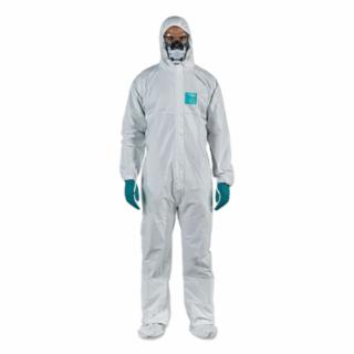 1500 PLUS Stitched Model 107 Superior Breathable Coveralls, Serged Seams, Hood, Boot, White, Size Small