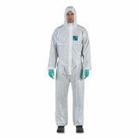 1800 Standard Bound Model 111 Breathable Coveralls, Bound Seams, Hooded, White, Size 8/Large