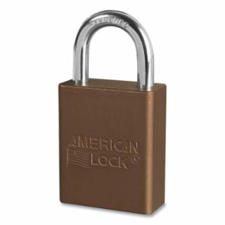 Anodized Aluminum Safety Padlock, 1/4 in dia, 1 in L, 25/32 in W, Brown, Keyed Alike, Keyed - 25372