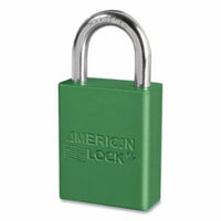 Anodized Aluminum Safety Padlock, 1/4 in dia, 1 in L, 25/32 in W, Green, Keyed Alike, Keyed - 43737