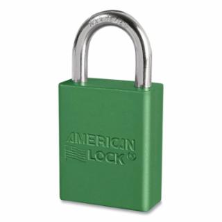 Anodized Aluminum Safety Padlock, 1/4 in dia, 1 in L, 25/32 in W, Green, Keyed Alike, Keyed - 43737