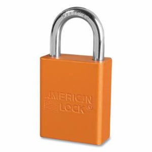 Anodized Aluminum Safety Padlock, 1/4 in dia, 1-1/2 in L, 25/32 in W, Orange, Keyed Different