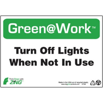 Green at Work Sign - Turn Off Lights When Not In Use | 0006-1006