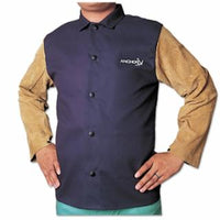 Leather/FR Sateen Combo Jacket, X-Large, Blue/Tan | 1201-XL