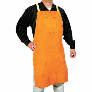 Select Split Cowhide Leather Bib Apron, 24 in W x 36 in L, Golden Brown
