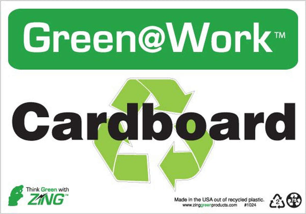 Green at Work Sign '<Recycle Symbol>Cardboard' 10'x7'
