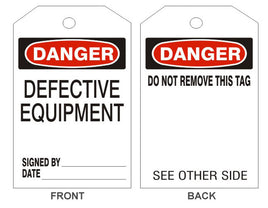 Danger Defective Equipment Tags - Back1