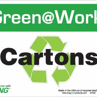 Green at Work Sign '<Recycle Symbol>Cartons' 10'x7'