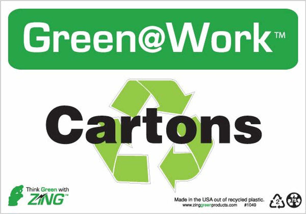 Green at Work Sign '<Recycle Symbol>Cartons' 10'x7'