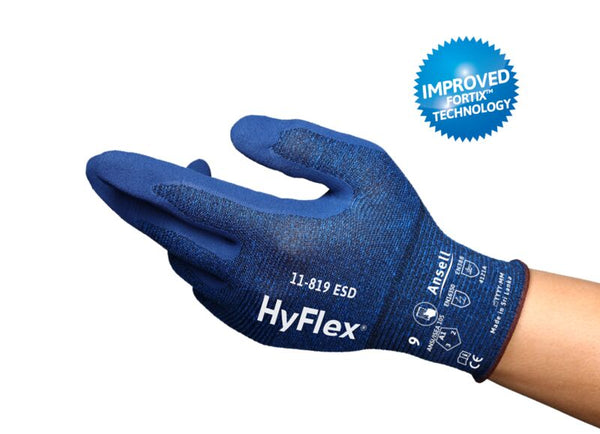 Foam Nitrile Coated Gloves, Size 9, Blue, 11-819 ESD | 012-11-819-9
