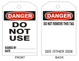 Danger Do Not Use Tags - Back 1