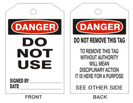 Danger Do Not Use Tags - Back 2