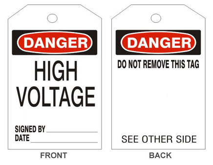 Danger High Voltage Tags - Back 1