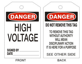 Danger High Voltage Tags - Back 2