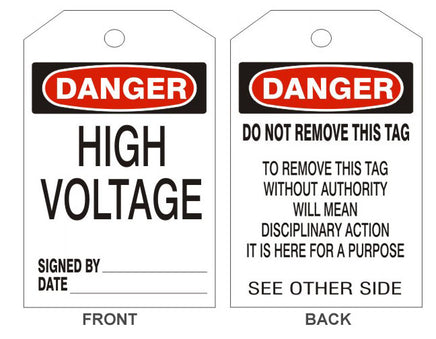Danger High Voltage Tags - Back 2