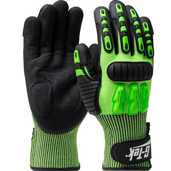 Seamless Knit HPPE Blend with Nitrile Grip and TPR Impact Protection - Green/Black - X-Large