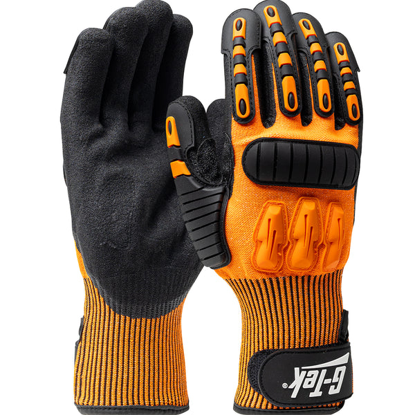 Seamless Knit HPPE Blend with Nitrile Grip - Orange/Yellow/Black - Medium