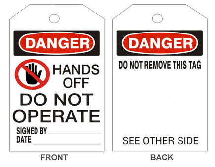 Danger Hands Off Do Not Operate Picto Tags - Back 1