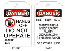 Danger Hands Off Do Not Operate Picto Tags - Back 2