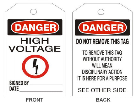 Danger High Voltage Electric Picto Tags - Back 2