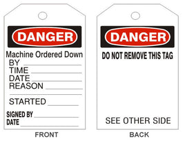 Danger Machine Ordered Down Tags - Back 1