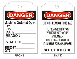 Danger Machine Ordered Down Tags - Back 2