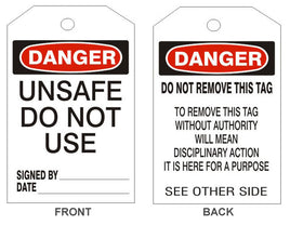 Danger Unsafe Do Not Use Tags - Back 2