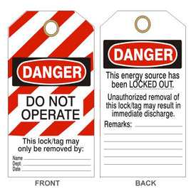 Danger Do Not Operate Date Tags