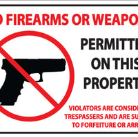 No Firearms or Weapons Decal, 5Hx7W, 2-PK