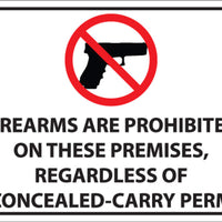 Firearms Prohibited Sign, 7Hx10W, PL