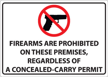 Firearms Prohibited Sign 7Hx10W, AL
