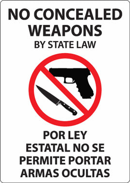 Concealed Weapons Biling Decal, 7x5 2-PK