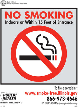 No Smoking Sign, IL  10inWx14inH, Plastic
