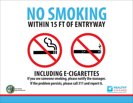 No Smoking E-Cig Sign, Illinois, 7x10, SA