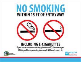 No Smoking E-Cigarette Decal, Illinois, 5x7, 2-PK