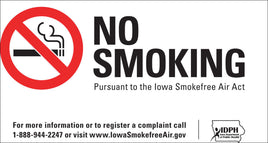 No Smoking Sign, Iowa,10x14, AL