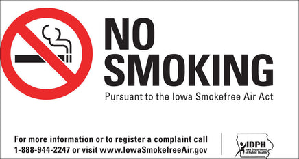 No Smoking Sign, Iowa, 7x10, AL