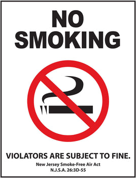 No Smoking Sign, New Jersey, 10x7, PL