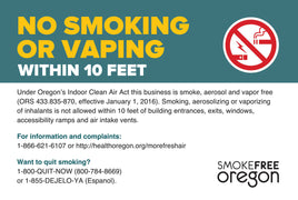 No Smoking Decal, Oregon, 5x7, 2-Pk