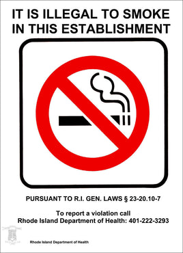 No Smoking Sign, RI, 7inWx10inH, Polystyrn