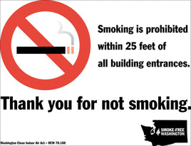 No Smoking Label, Washington, 5x7, 2-Pk