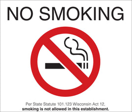 No Smoking Decal, Wisconsin, 7inWx5inH, 2-Pk