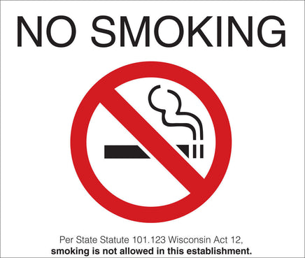 No Smoking Sign, Wisconsin 10x14 AL